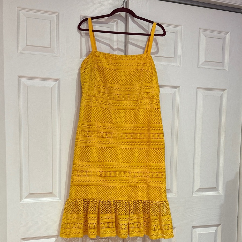 J. Crew Sunlit Yellow Lace Midi Dress